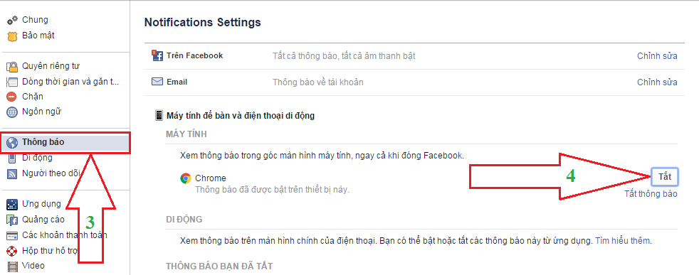 Hướng dẫn cách tắt pop-up của Facebook trên màn hình máy tính.