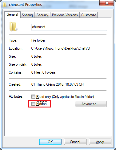Cách ẩn và bỏ ẩn thư mục trên Windows.
