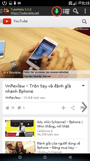 Hướng dẫn cách tải video từ Youtube về điện thoại Android.