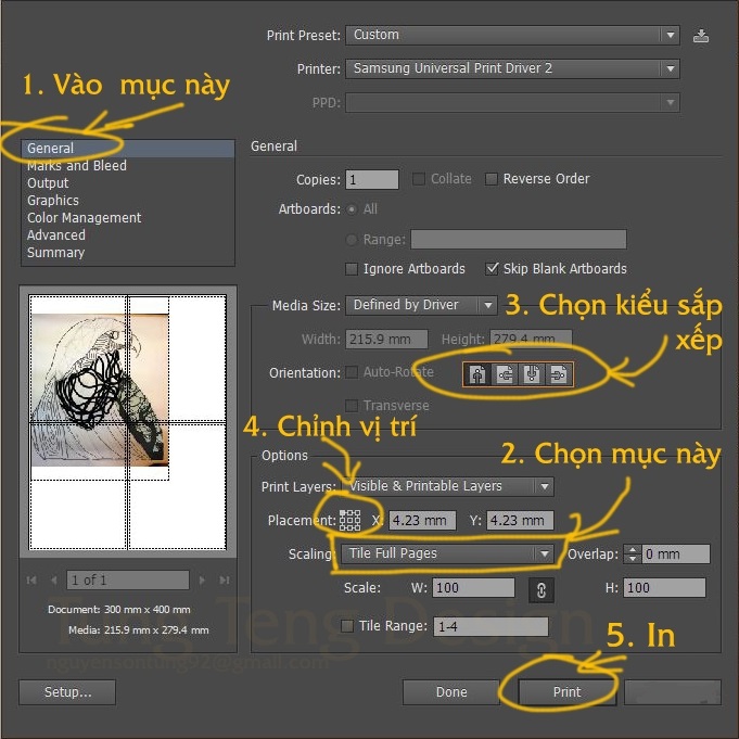 Hướng dẫn in khổ A3 bằng máy in A4.