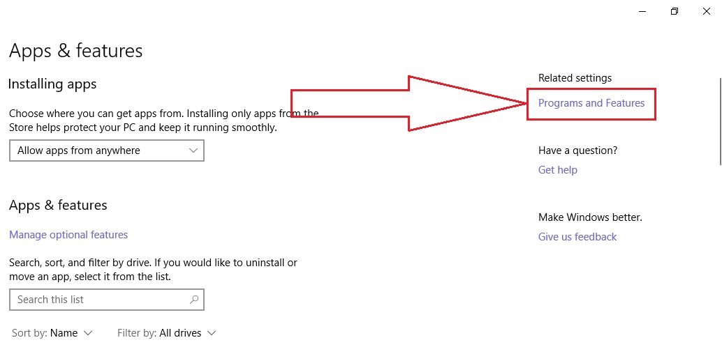 Programs and Features