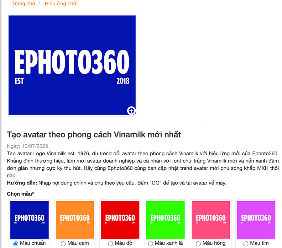 Hướng dẫn tạo logo Vinamilk theo tên bằng công cụ online